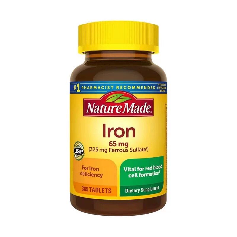 美国NatureMade Iron天维美铁元素片剂女性孕妇老人铁质补铁365粒