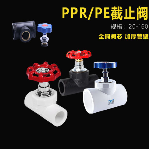 PPR截止阀水管开关4分20 PE管道阀门6分2532加厚铜芯止水闸阀配件