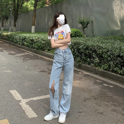 阔腿裤裤长薄牛仔2022夏季显瘦