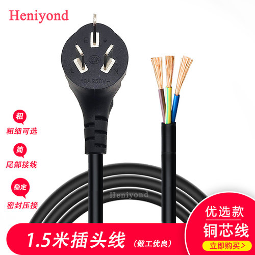插头电源线两脚三脚线纯铜