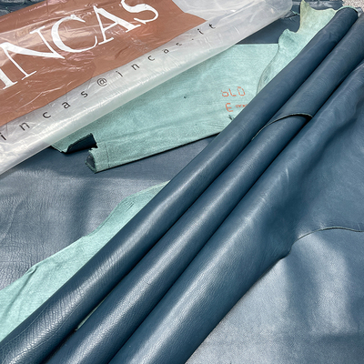 意大利INCAS胎牛皮自然摔真皮皮料1.0mm手工包包皮具松石蓝H106