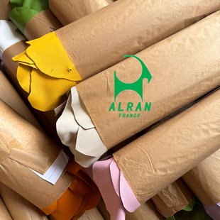 姜黄色 法国进口ALRAN SULLY山羊皮法羊手工皮料 植鞣皮
