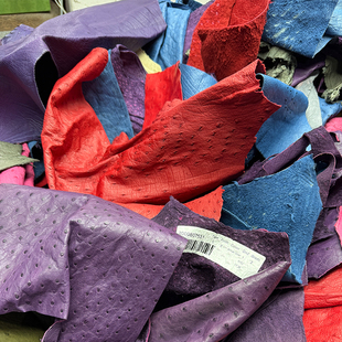 南非进口KK鸵鸟皮料碎皮手工diy皮革材料包高端diy卡包手机壳皮具