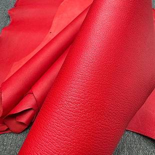 H家原版法羊皮料缩纹山羊皮包包外皮手工diy皮具O5阳光红1.8mm