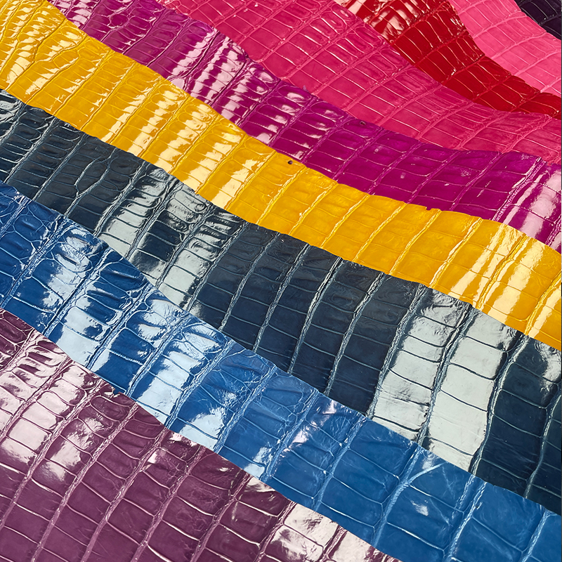 进口尼罗鳄鱼纹尾巴竹节纹暹罗真皮亮面表带卡包料手工diy挂件