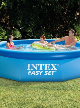INTEX别墅儿童游泳池成人便携简易洗澡盆家庭充气加高厚戏水鱼池