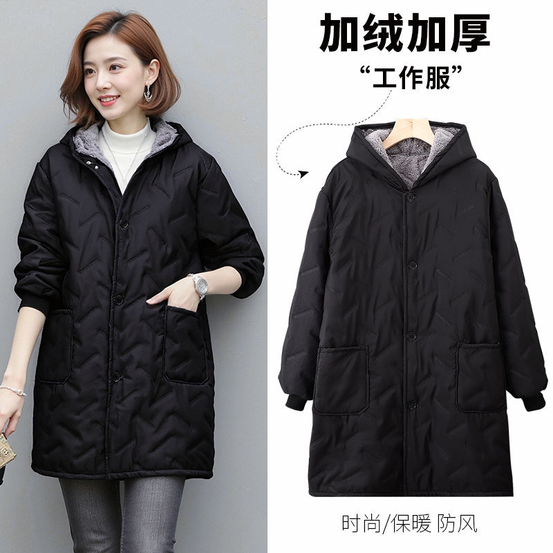 北极绒加厚保暖罩衣女外穿围裙