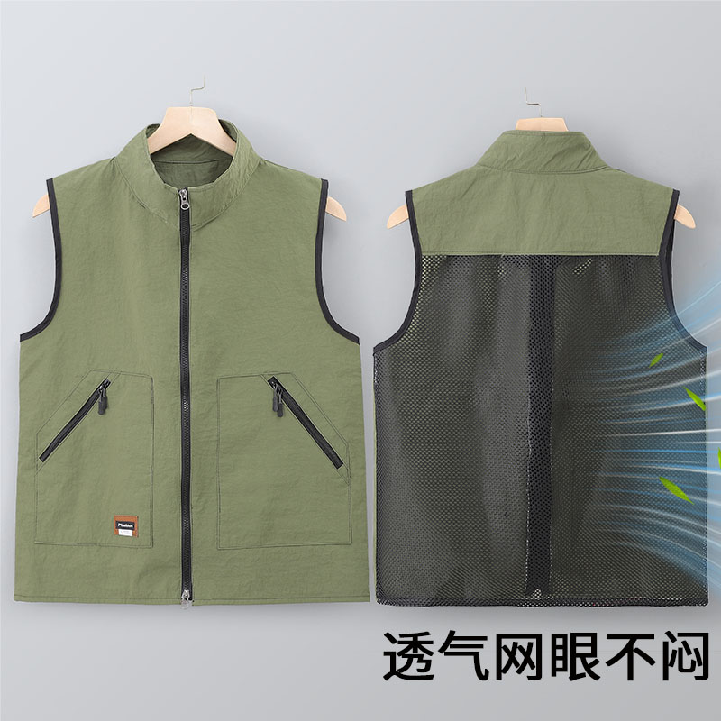 马甲式网眼拉链口袋工装围裙图片