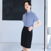 灰色衬衫女短袖2025夏款职业套装4S店工作服气质正装工装薄款衬衣