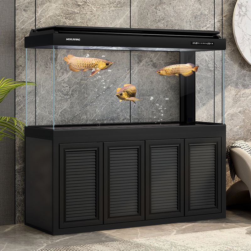 闽江新款鱼缸超白玻璃大型水族箱客厅落地底滤金鱼缸免换水龙鱼缸