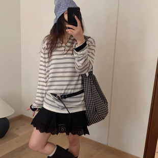 POLO领条纹百搭套头针织衫 打底毛衣 女2025新款 含4.8羊毛软糯长袖