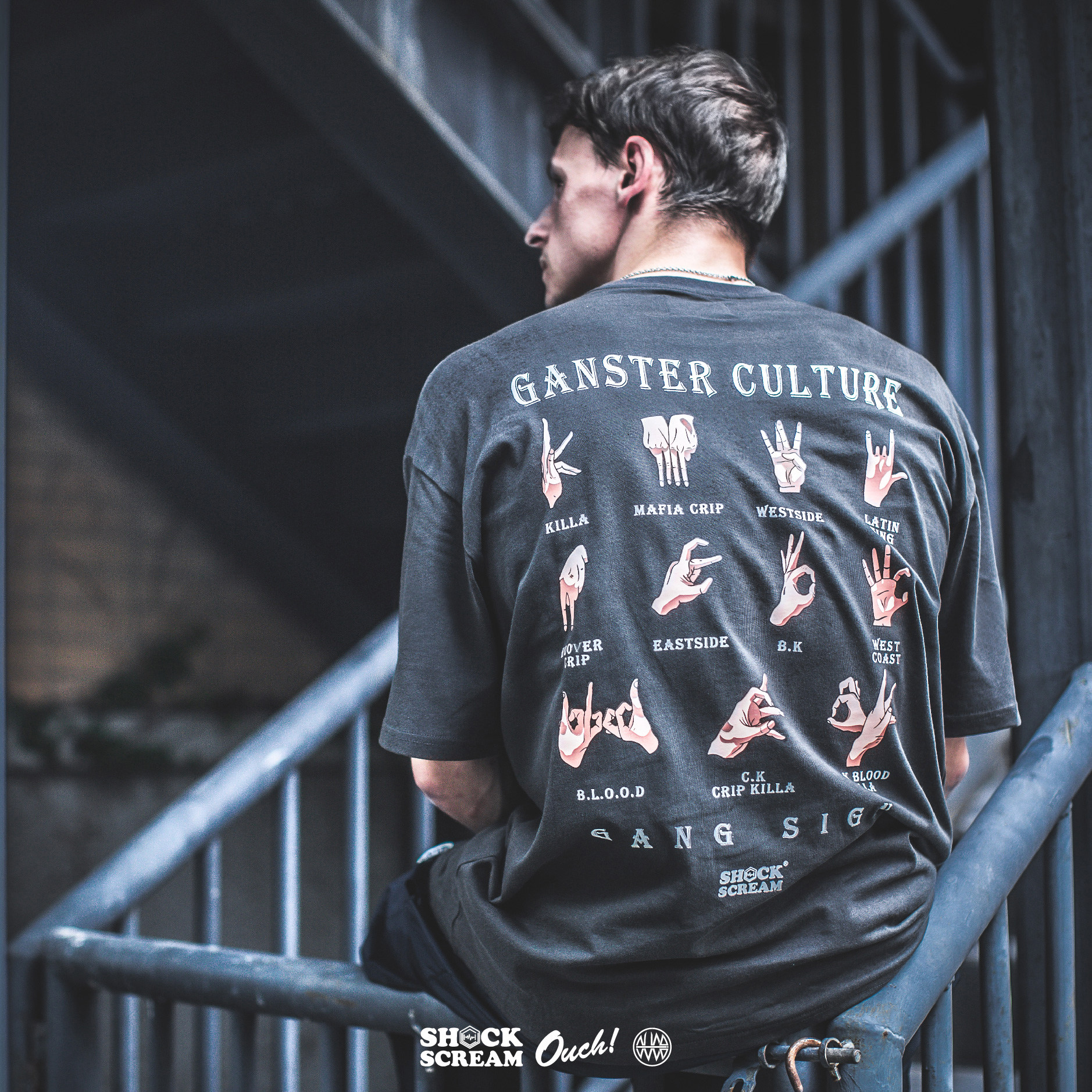 shockscream | 黑帮手势纯棉短t 原创欧码bboy潮牌街头厚版短袖