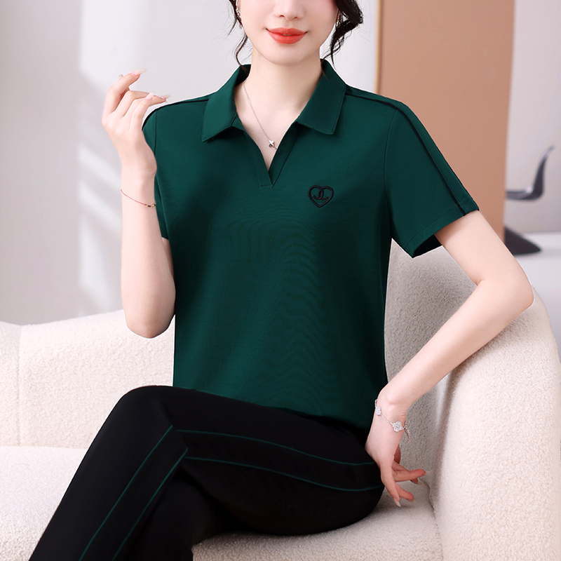 恩狐中老年媽媽夏季短袖T恤運動服休閑套裝女中年洋氣減齡兩件套