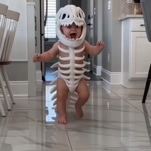 新款中华恐龙骨架毛绒玩具鹿晗同款搞怪外骨骼玩偶恐龙头套帽子女