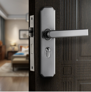 名门静音门锁卧室室内房间门锁黄古铜房门木门把手新中式 门锁锁具