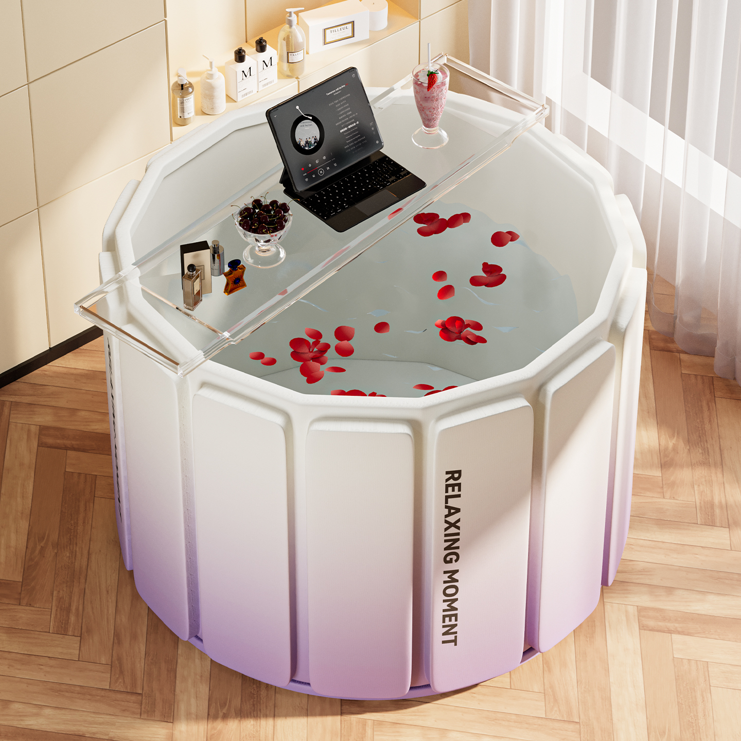 索白免安装成人家用折叠泡澡桶