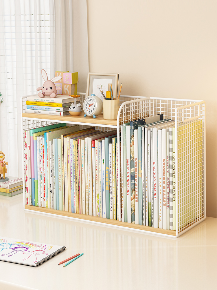 桌面书架儿童绘本收纳架书桌宝宝书立架桌上简易书籍书本书柜神器