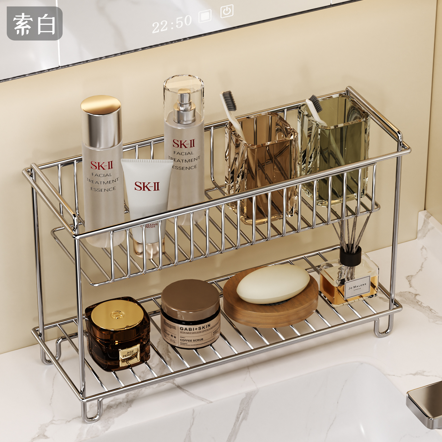 浴室不锈钢双层置物架台面沥水架