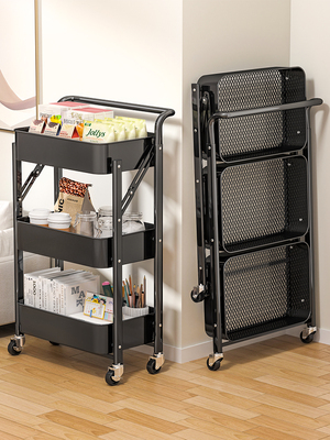 小推车置物架多层收纳架可移动零食架带轮书架婴儿用品厨房储物架