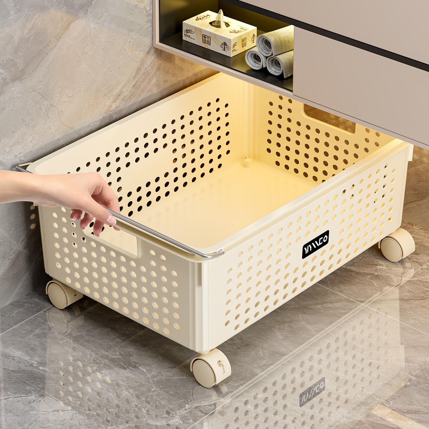 浴室柜下脏衣篓家用洗澡脏衣篮脏衣服收纳筐推车洗衣篮袜子置物架