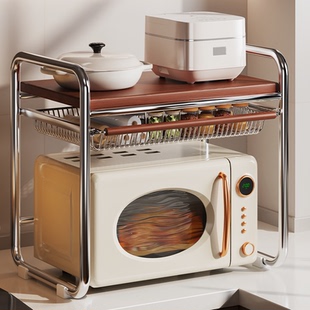 中古微波炉置物架厨房台面带抽屉烤箱支架多功能放电饭煲收纳架子