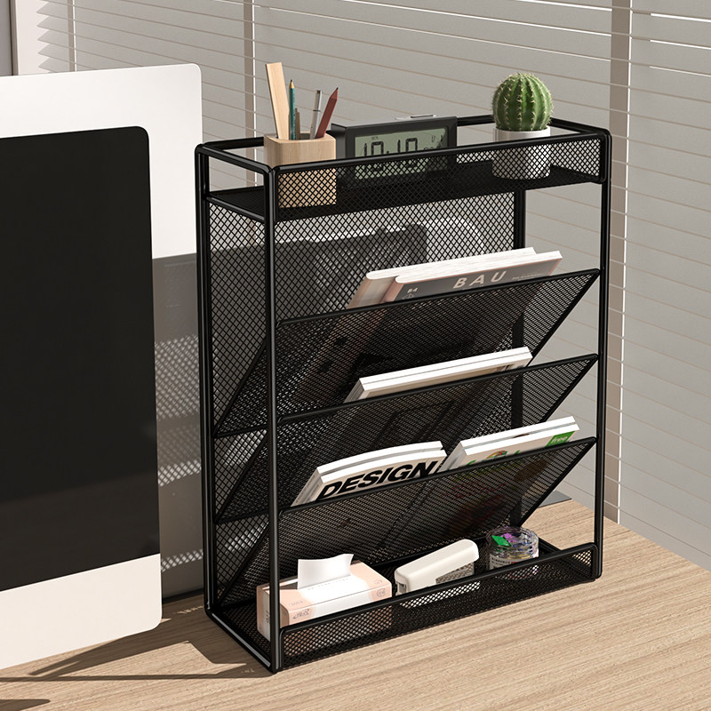 壁挂式多功能文件架桌上文件存放架墙上铁艺多层文件夹收纳盒书架,收纳整理,整理架/置物架/收纳架,淘宝优惠券,粉丝福利购,淘宝优惠卷