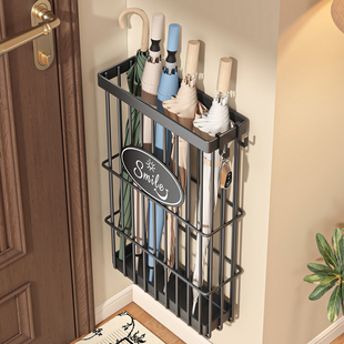 雨伞收纳架家用门口极窄放伞桶磁吸沥水架门后置物架子壁挂伞神器