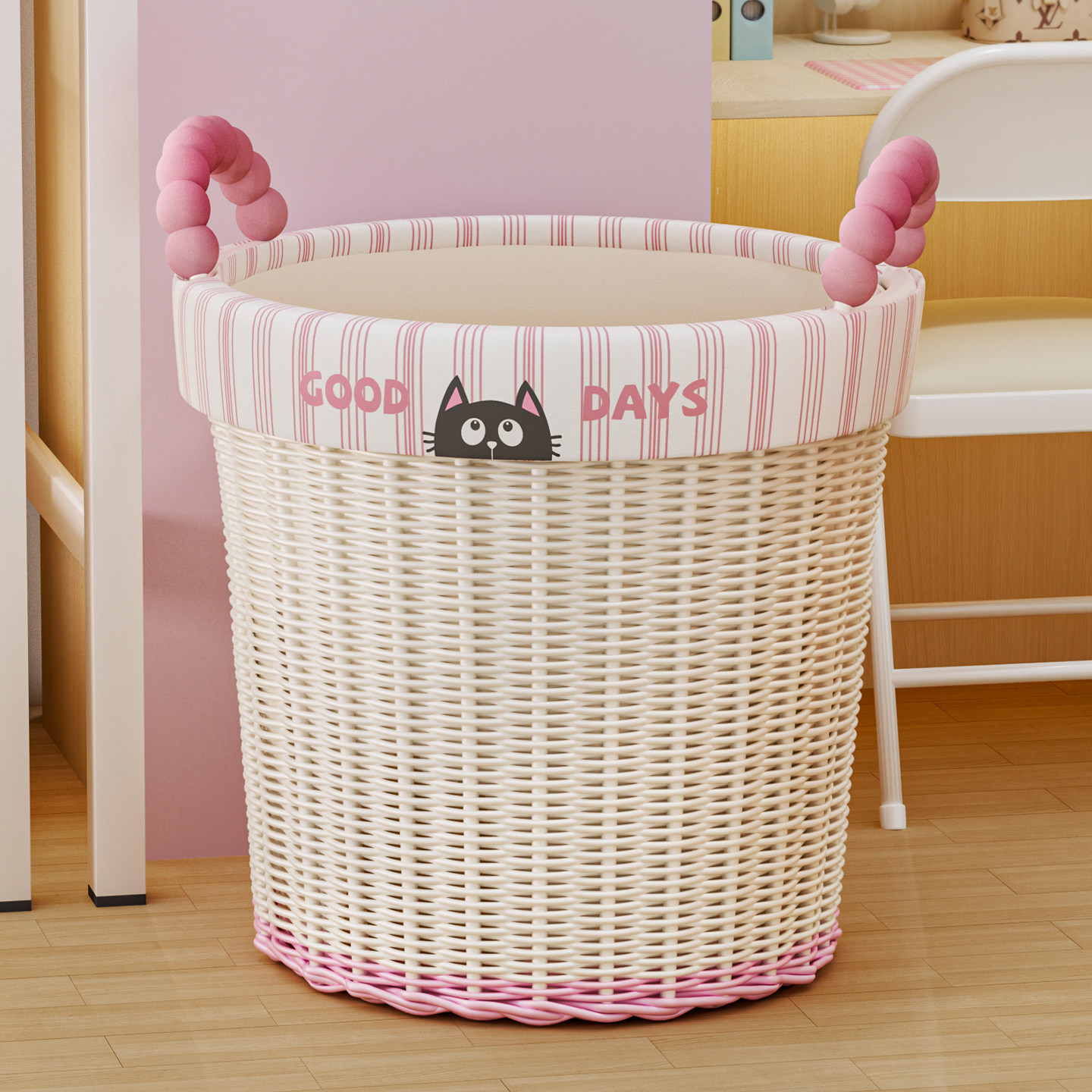 高颜值多巴胺脏衣篓家用大容量脏衣服收纳筐仿藤编脏衣篮洗衣篮子,收纳整理,脏衣篮,淘宝优惠券,粉丝福利购,淘宝优惠卷