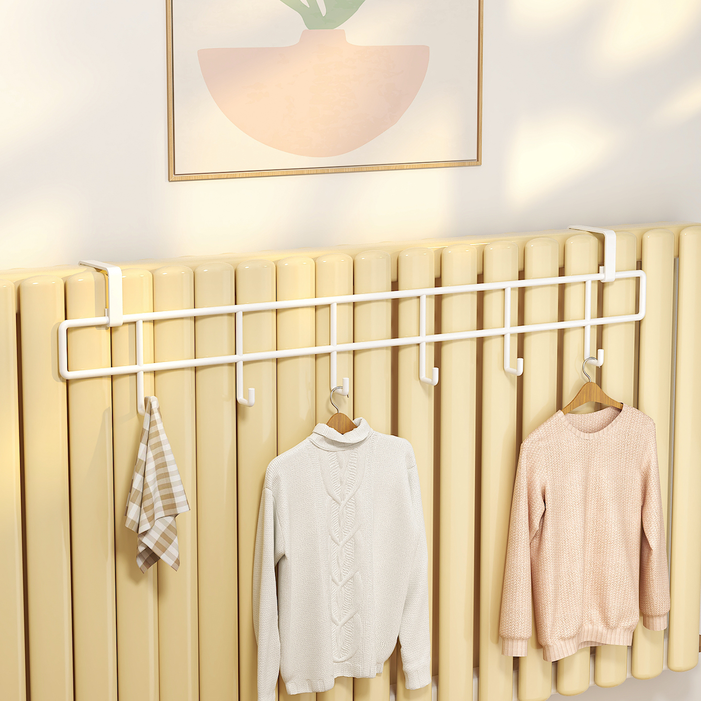 索白免打孔可拆卸暖气片置物架