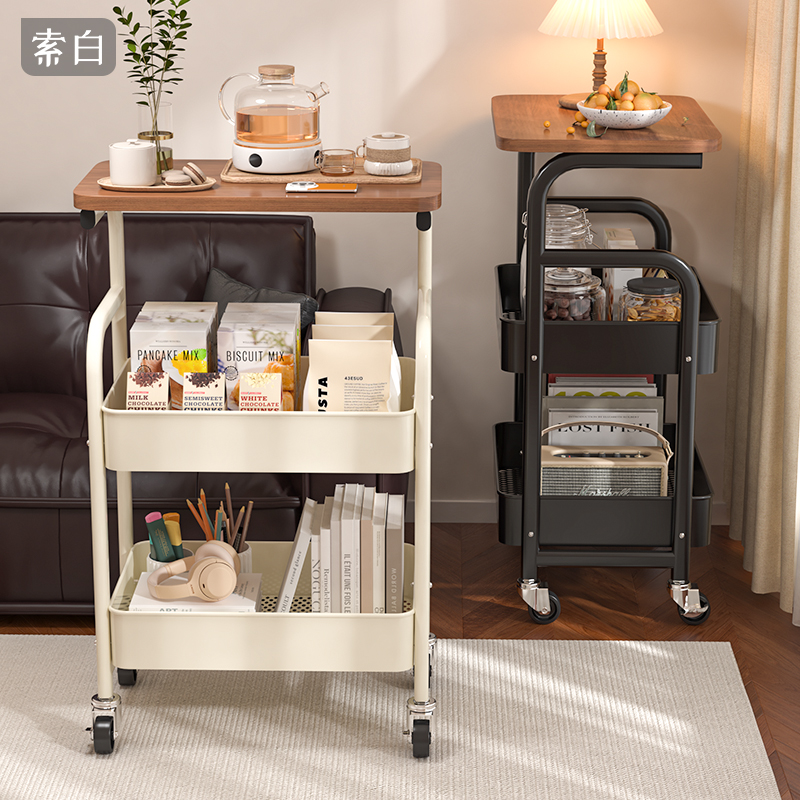 可移动零食小推车客厅沙发边几床边置物架小型多层带轮高茶几桌子