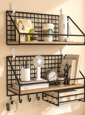墙面收纳架免打孔床头宿舍神器壁挂客厅空间利用零食床上置物挂篮