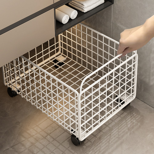 浴室柜下脏衣篮带轮小推车收纳筐