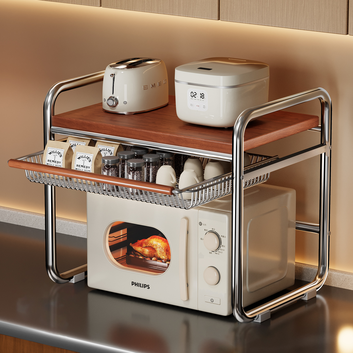 【高颜值-中古】微波炉置物架