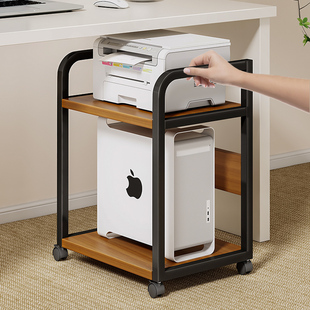 办公室打印机置物架落地可移动收纳铁艺整理柜工位主机复印机支架