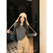 气质美学 辰米范 现货7折 羊毛V领套头毛衣女宽松柔软针织上衣