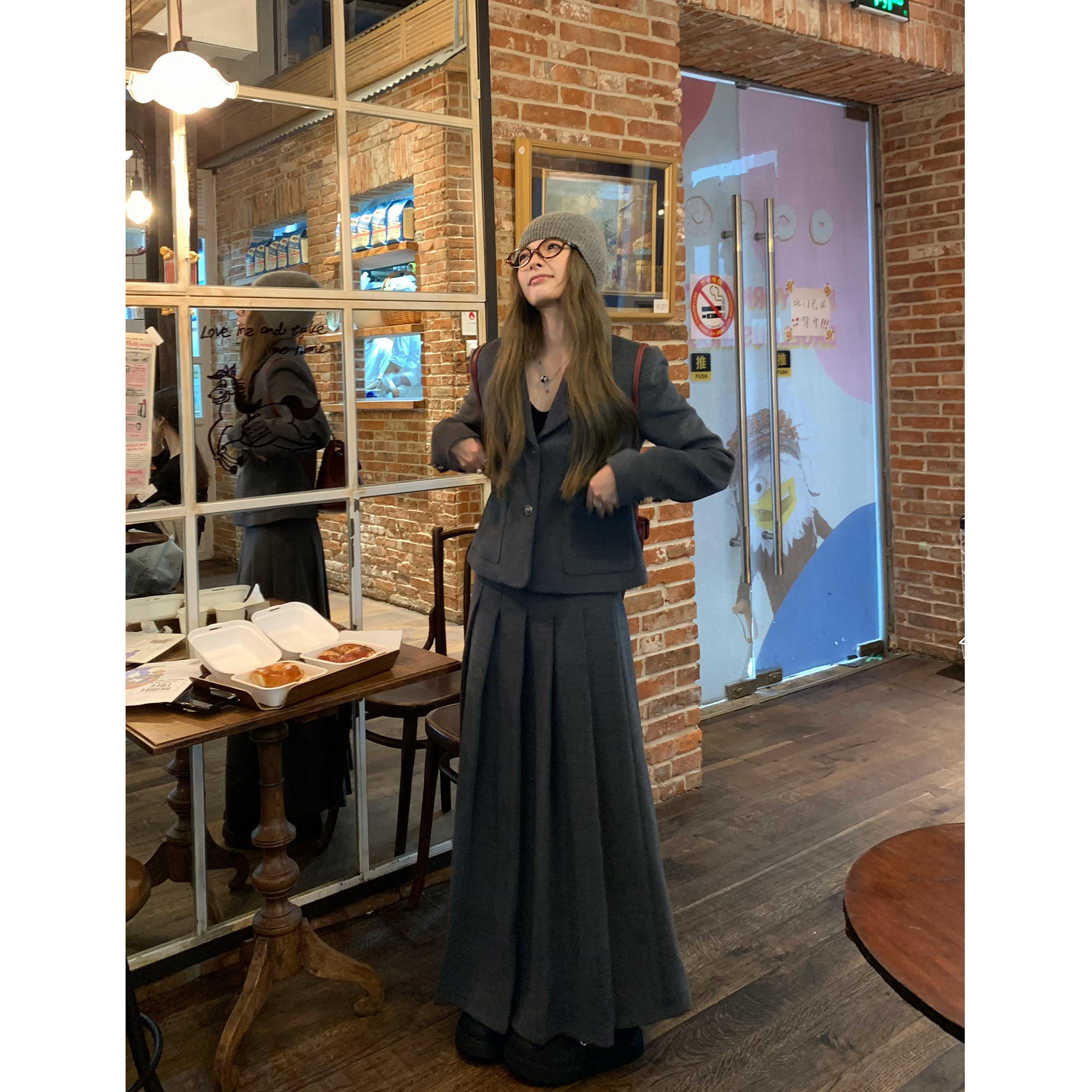 辰米范【现货6折】短款收腰西装外套女秋冬毛呢压褶半身裙两件套,女装/女士精品,时尚套装,淘宝优惠券,粉丝福利购,淘宝优惠卷