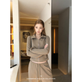 辰米范 两件套 休闲立领卫衣外套女加绒阔腿运动裤 慵懒outfit 美式