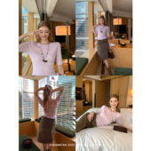 率性Lady 一字领针织衫 女气质修身 辰米范 打底衫 正肩显瘦内搭上衣