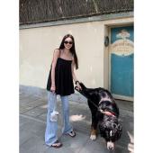 蓝色牛仔裤 长裤 微喇叭裤 高腰弹力显瘦休闲小脚裤 子 女新款 辰米范