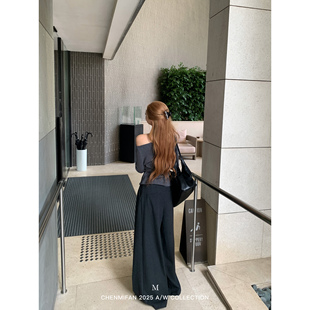 女气质宽松直筒阔腿垂坠感休闲裤 辰米范 裤 高腰毛呢西装 松弛老钱