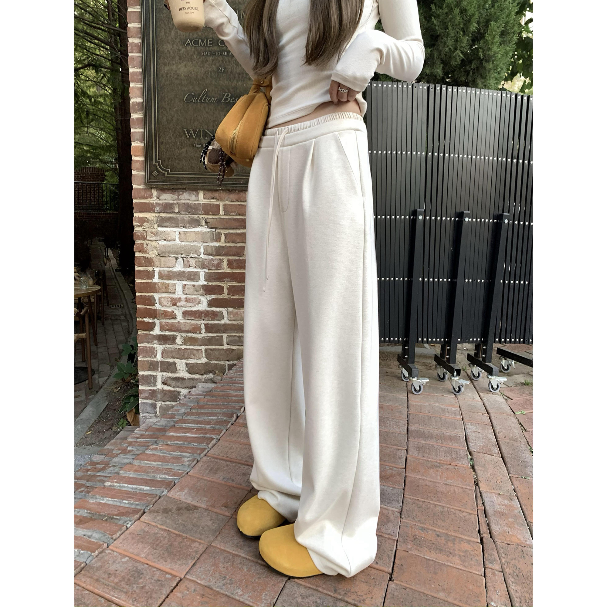 辰米范 设计感加厚显瘦直筒休闲裤女秋冬韩版宽松高腰阔腿卫裤,女装/女士精品,休闲裤,淘宝优惠券,粉丝福利购,淘宝优惠卷