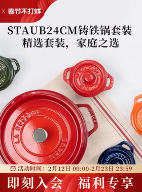 staub珐宝进口24cm珐琅锅炖锅铸铁锅陶瓷碗炖盅套装家用炖煮汤锅