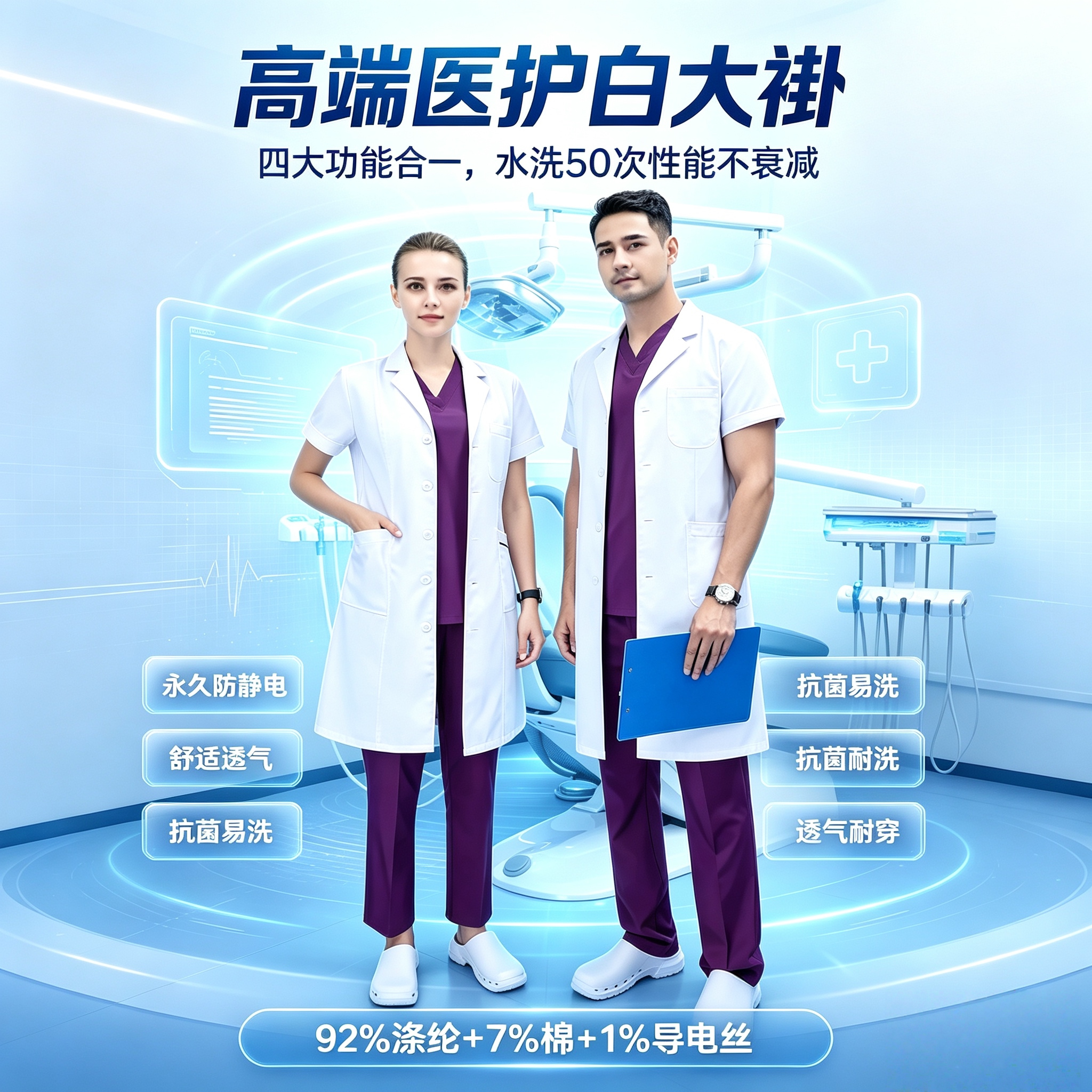 白大褂医护工作服夏季牙科口腔