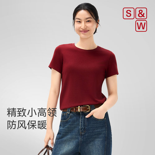 SW速惟正肩T恤女夏休闲百搭纯棉透气短袖修身显瘦圆领上衣2025新