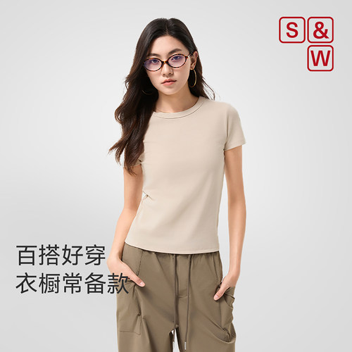SW运动短袖女圆领T恤欧美风