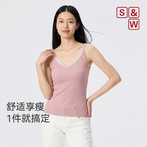 SW蕾丝背心吊带免穿文胸带胸垫