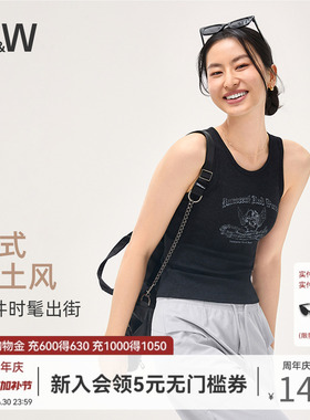 SW速惟自带胸垫背心女外穿一体式美式复古无袖上衣内搭2025秋新款