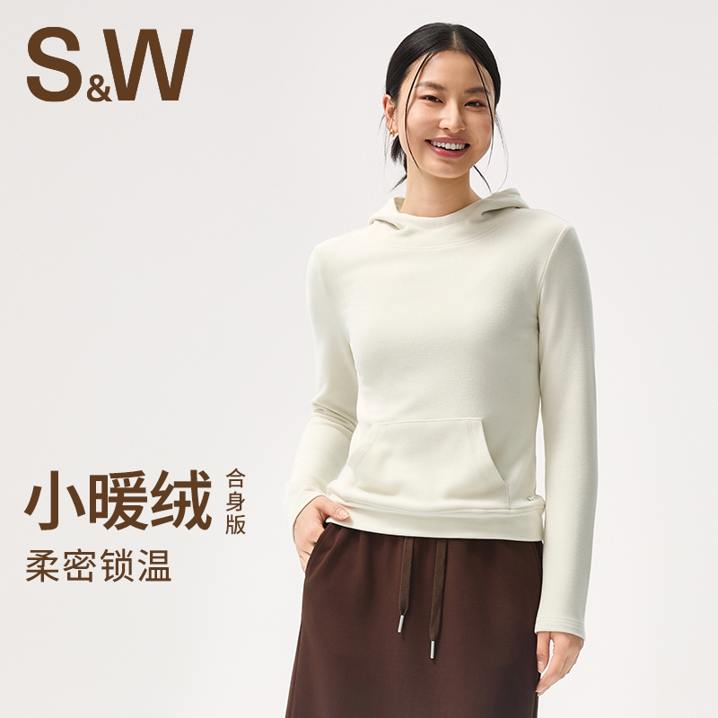 SW速惟连帽卫衣外套女2025秋季加绒保暖套头卫衣圆领长袖帽衫新款