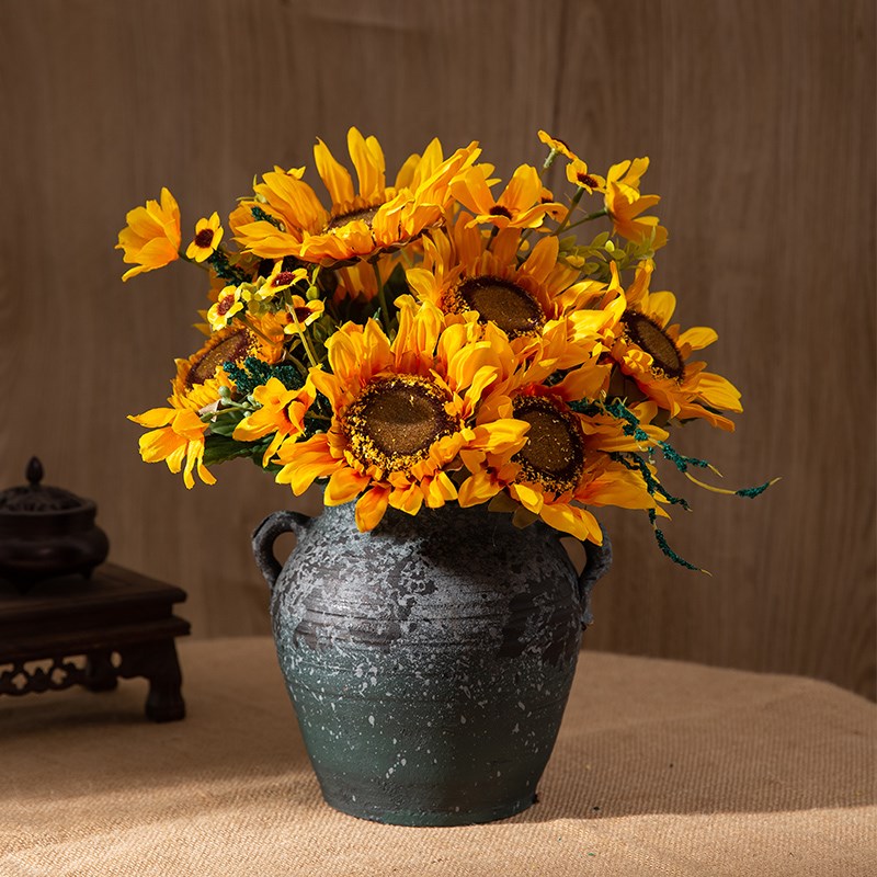 向日葵仿真花绢花花束摆设装饰假花客厅插花中式摆件