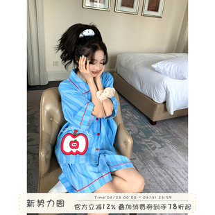 条纹短袖 宽松家居服套装 睡衣女款 夏薄款 2025新款 馨帮帮Homedress